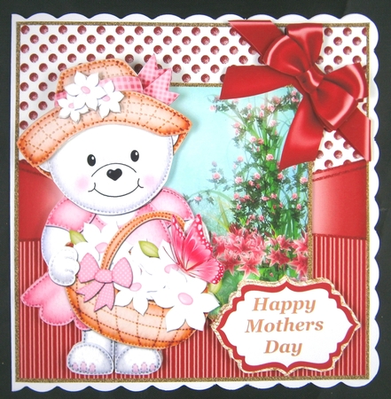 Floral bear card front by Linda Short