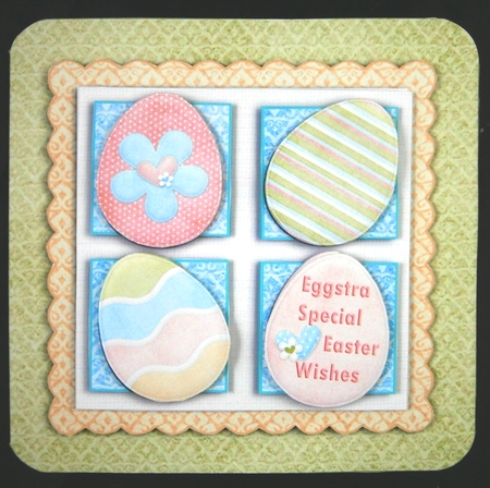 Easter Eggs Squares Rounded Corner Decoupage Card and Insert by Linda Short