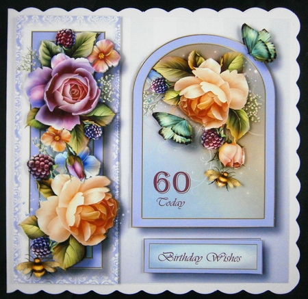 Floral Arched Frame - English Roses 8x8 by Linda Short