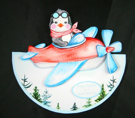 PENGUIN PLANE ROCKER CARD by Linda Short