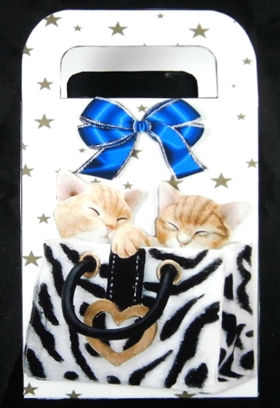 Cute kittens with blue bows, gift bag by Linda Short