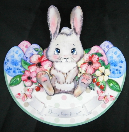 BUNNY EGGS ROCKER CARD by Linda Short