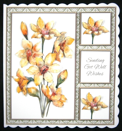 Lovely Watercolor Narcissus Get Well Topper Card One by Linda Short
