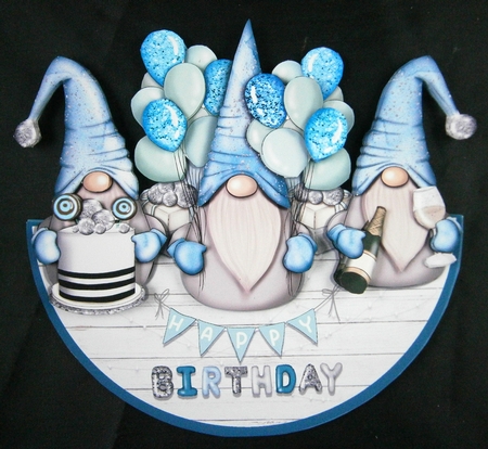 GNOMEY BIRTHDAY BLUE ROCKER CARD by Linda Short