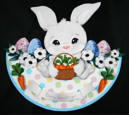 BUNNY EGGS & CARROTS ROCKER CARD by Linda Short