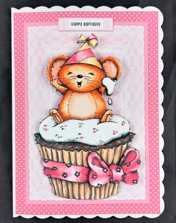 Cute Cupcake Mousie Birthday Topper by Linda Short
