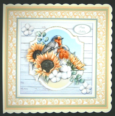 SUNFLOWER ROBINS  quick card by Linda Short