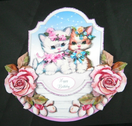 VINTAGE CATS rocker card by Linda Short