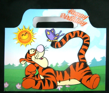 tigger playing with a butterfly tote gift bag by Linda Short