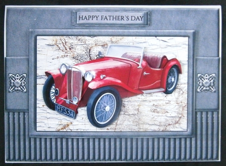 Vintage Car Red Birthday Or Fathers Day Topper by Linda Short
