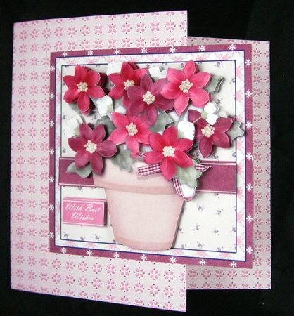 Flowerpot Double Fold Decoupage Card & Inserts by Linda Short