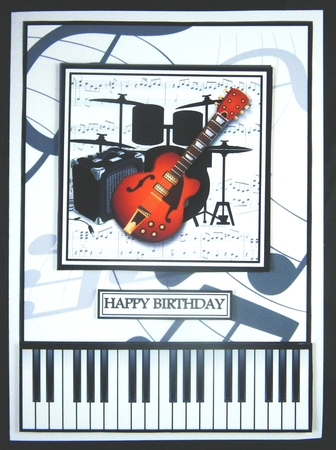 A5 - Music to me.....Card front with Pyramage  by Linda Short