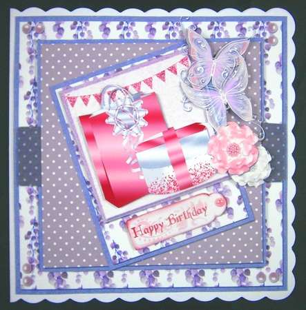 8 x 8 Card Mini Kit Pink/White Gift Bag & Box 5 Sheets by Linda Short