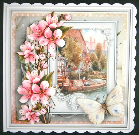 Barge on the river 7x7 by Linda Short