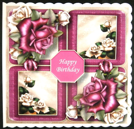 Floral Quad Frame - Antique Roses 8x8 by Linda Short