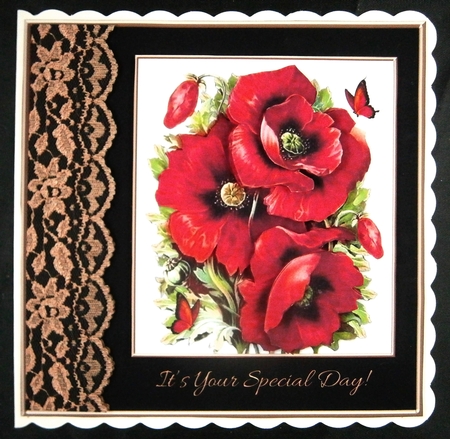 Lovely Poppies N Gold Lace by Linda Short
