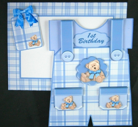 Dungaree Shaped Card kit #2 with Envelope  by Linda Short