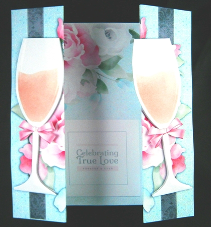Champagne Celebration Double Fold Back Wedding Card & Envelope by Linda Short