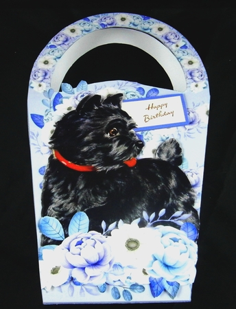 LARGE ROUND TOP GIFT BAG - BLACK TERRIER by Linda Short