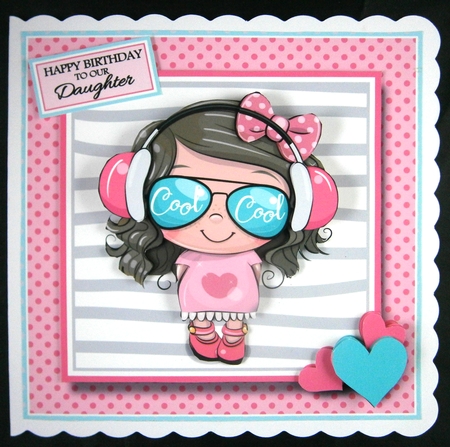 8x8 Cute Girl with Sunglasses - x4 A4 Sheets  by Linda Short