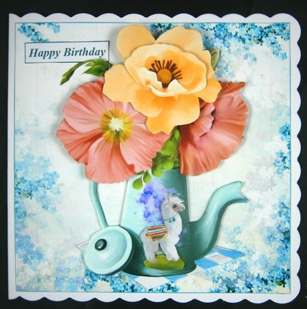 Tropical Tea POt with Flowers Topper by Linda Short