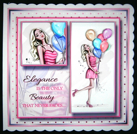 8x8 Lady with balloons Quick Mini Kit  by Linda Short