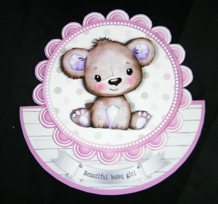 BABY GIRL  TEDDY rocker card  by Linda Short