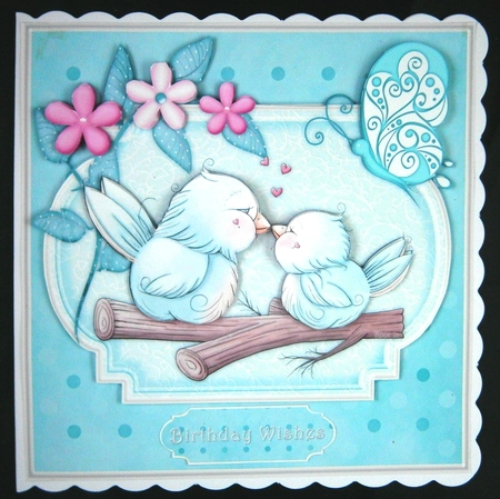 Love Birds - Square Card Front with Step-by-Step by Linda Short