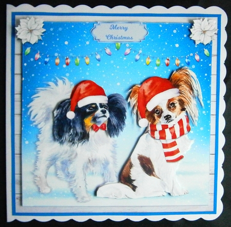 CHRISTMAS PAPILLONS quick card by Linda Short