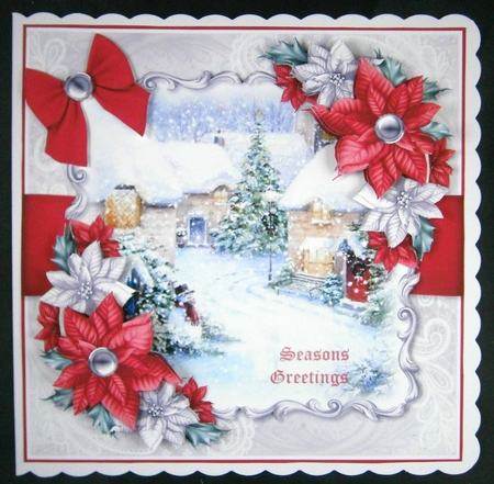 Cottage and Poinsettias 3 by Linda Short