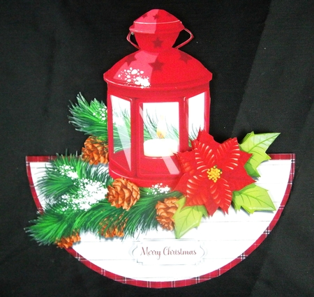 CHRISTMAS RED LANTERN rocker card by Linda Short