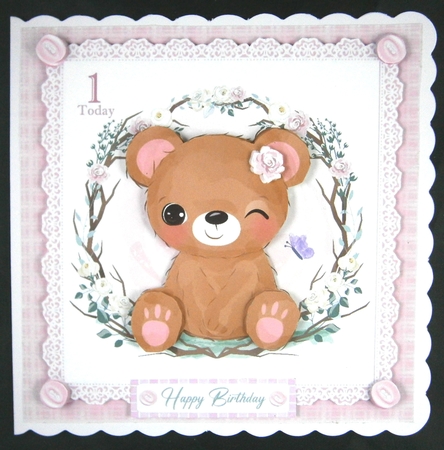 Gorgeous Bear In Flowers 7x7 by Linda Short