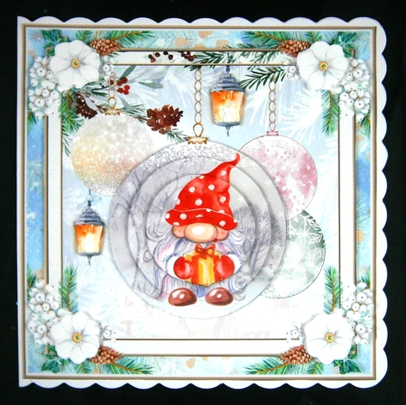 Christmas Vintage Baubles Decoupage 7x7ins Topper 20 by Linda Short