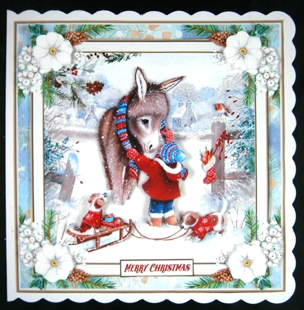 Christmas Snuggles 7x7ins Decoupage Topper by Linda Short