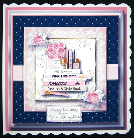 8x8 Pinkaholic 12 Topper with gift tag and sentiments  by Linda Short
