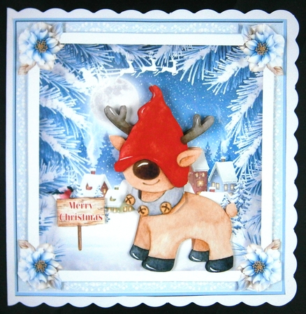 Christmas Gnome 7x7ins Decoupage Topper 6 by Linda Short