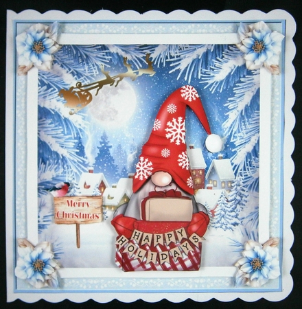 Christmas Gnome 7x7ins Decoupage Topper 8 by Linda Short