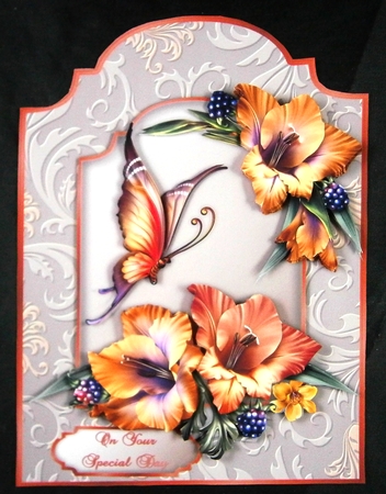 Gorgeous Gladioli - Shaped Card Front with Step-by-Step by Linda Short