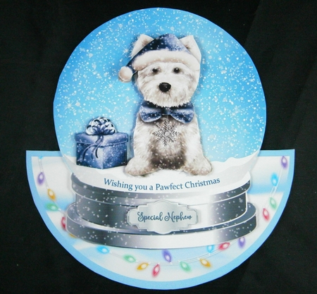 WESTIE SNOWGLOBE - rocker card by Linda Short