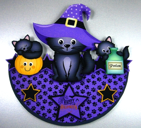 HALLOWEEN KITTENS ROCKER CARD 1 by Linda Short