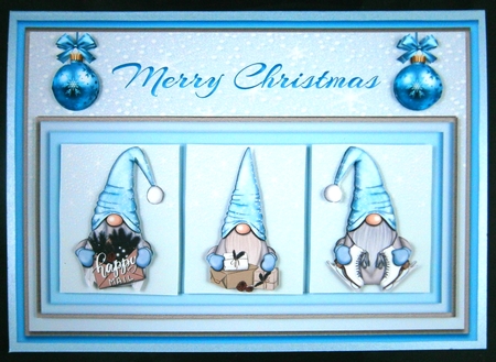 A5 Christmas Gnomes Blue Mini kit by Linda Short