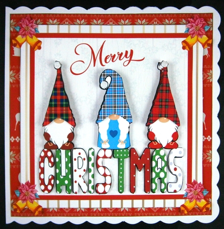 Happy Christmas Gnomes Decoupage Topper  by Linda Short