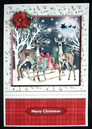 Deer couple christmas card front & decoupage by Linda Short