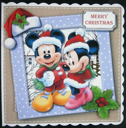 Mickey and Minnie Christmas card topper by Linda Short