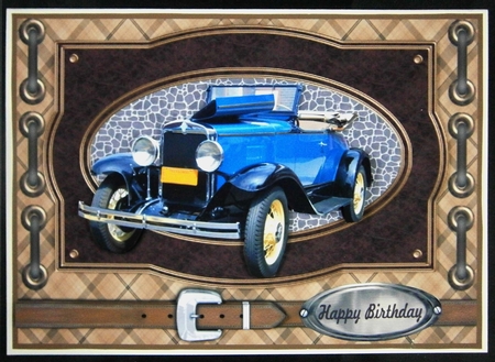 Vintage car with belt card front 6 by Linda Short