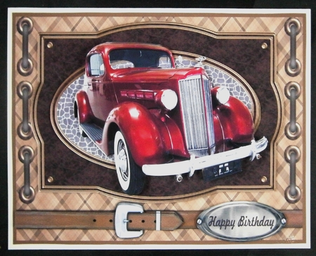 Vintage car with belt card front 9 by Linda Short