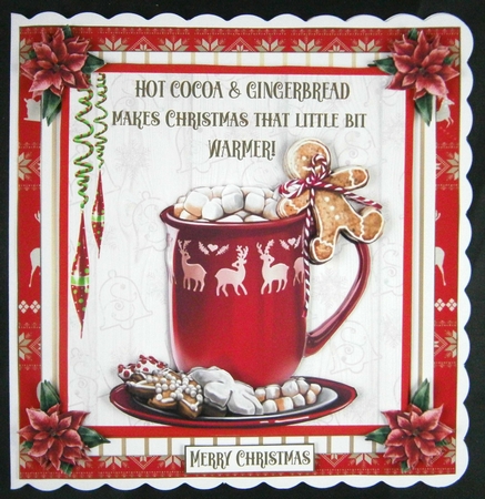 Warm at Christmas 7x7ins Decoupage Topper 1 by Linda Short