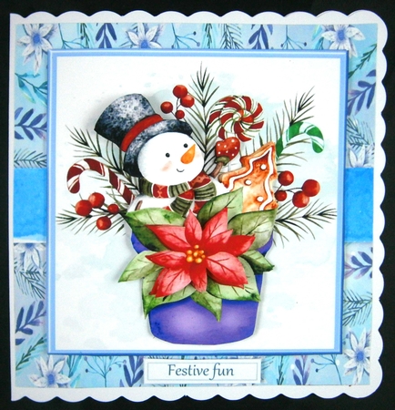 Adorable Snowman In A Pot 7x7 by Linda Short