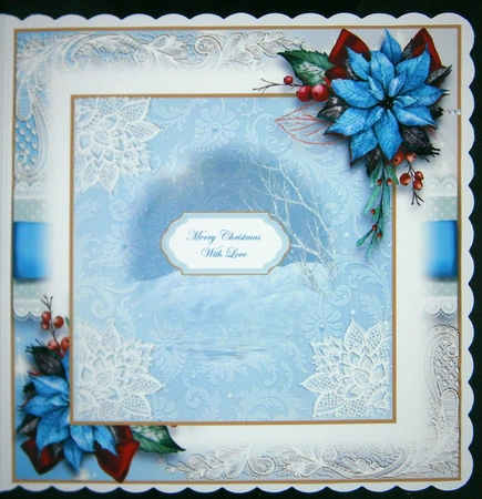 Winter Scene Blue Poinsettia Bauble by Linda Short