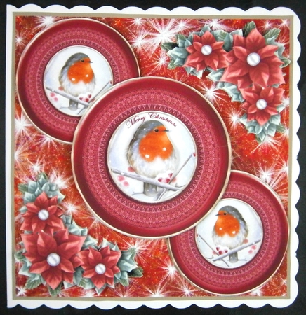Red Christmas robin card front 4 by Linda Short